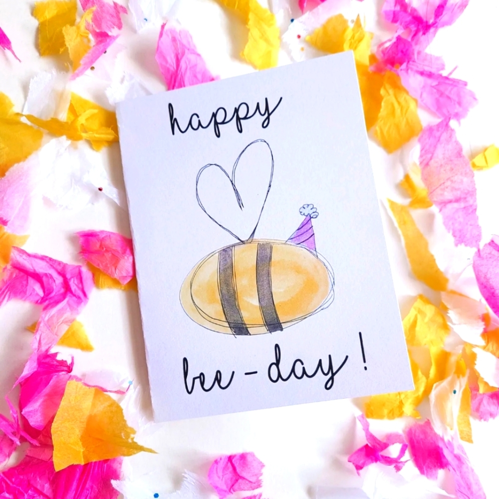 Water Colour Bee-Day Card